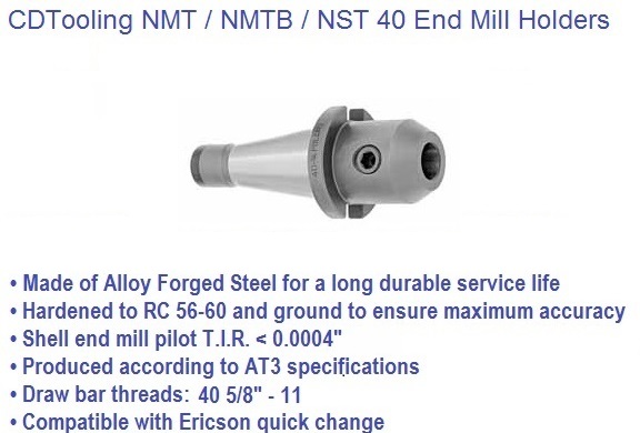 1 in NST40 / NMTB40 Taper, Individual End Mill Holder - ID: 2280-8-310-060Q 7-165-060Q
