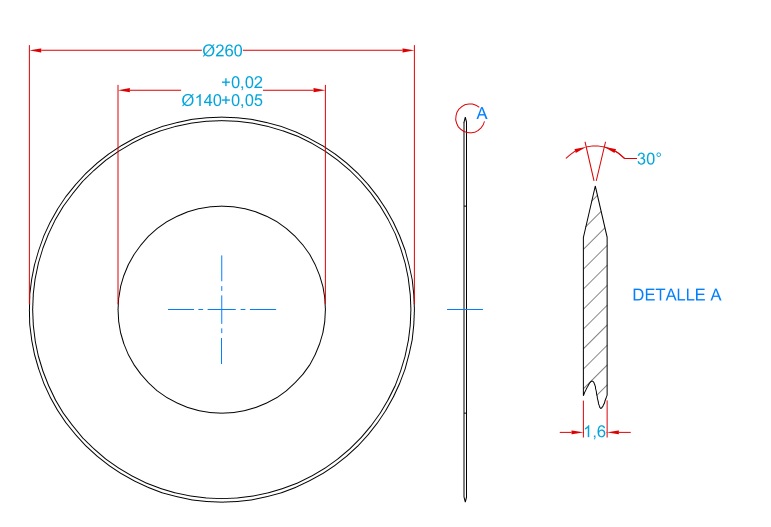 397251-TC-16260140-SB CARBIDE 30° INCLUDED SLITTER 260MMø X 1.6MM THICK X 140MMø ARBOR HOLE GROUND COMPLETE