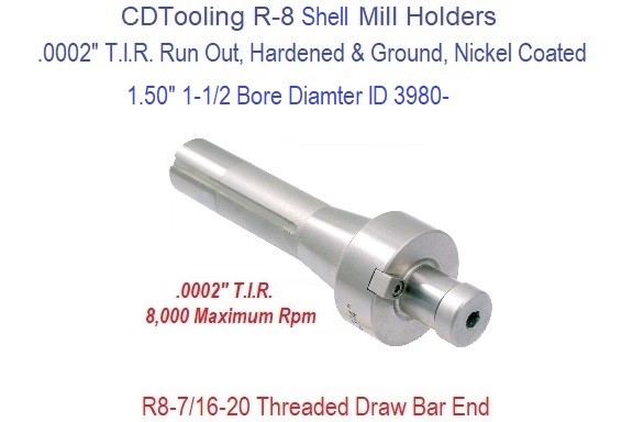 R-8 Shell Mill Holder 1.50 1-1/2 Inch Diameter - ID: 3980-3901-1308