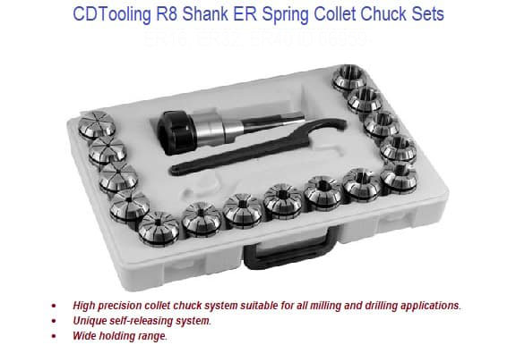 R8 10 PIECE ER-40 SPRING COLLET CHUCK SET - ID: 66959-3900-0004