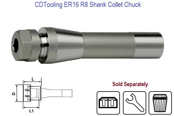 R8 - ER16 1.25 Inch Collet Chuck ID: 534360