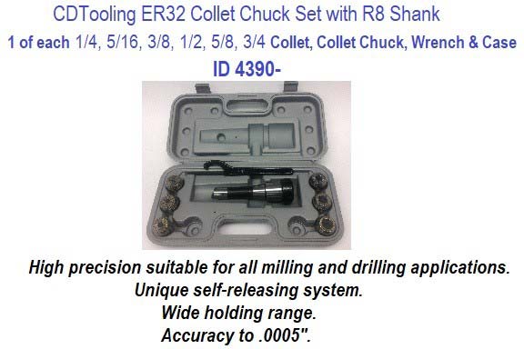 ER32, R8, Collet Chuck Set 8 Piece ID 4390-3900-0507