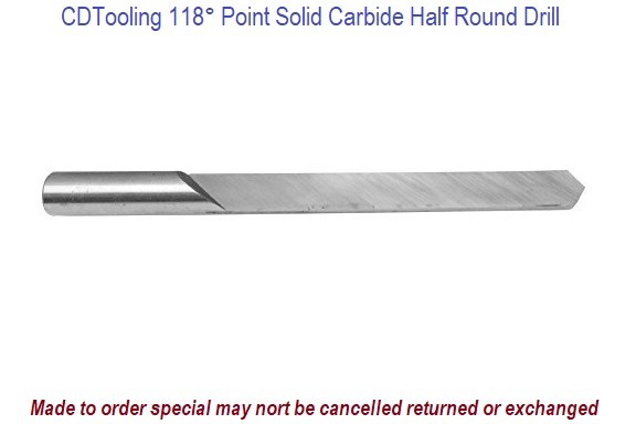 0.2519 Inch 6.40mm x 1.5 LOC x 2-1/4 OAL 118 Degree Point Solid Carbide Half Round Drill CHRD2519150225