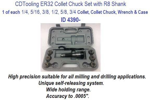 ER32, R8, Collet Chuck Set 8 Piece ID 4390-3900-0507