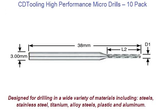 #80 High Performance Carbide MICRO DRILL-AlTiN Nano Coated - ID: 15359-10080TL