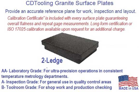24 x 36 x 6 Granite Surface Plates 2 Ledge - Grade: AA - ID: 6509- AA2-24x36x6