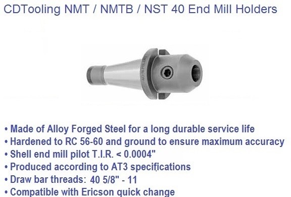 1 in NST40 / NMTB40 Taper, Individual End Mill Holder - ID: 2280-8-310-060Q 7-165-060Q