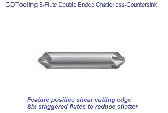 CK-1/4-45-W-DE 6 Flute Double End Carbide Countersink - ID: 2368-02852